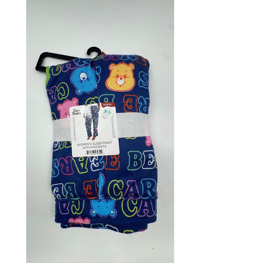 Care Bears Sleep Pants Womens Medium M Indigo Blue Rainbow Briefly Stated New